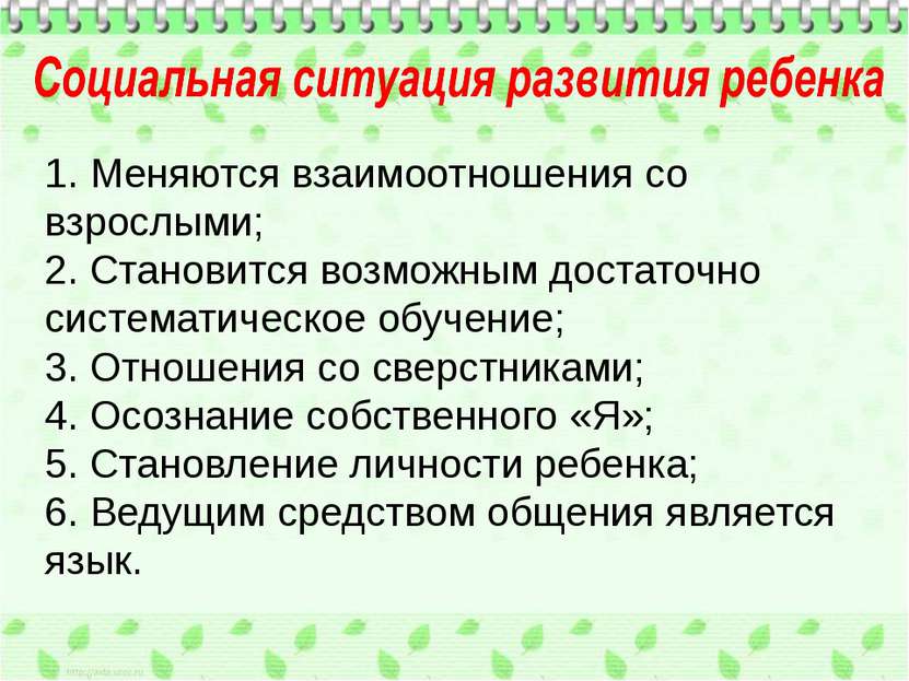 Социальная ситуация развития ребенка в дошкольном возрасте и ее особенности